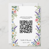 Moderner Hochzeits-QR-Code mit Frühlingswildblumen Einladung (Rückseite)
