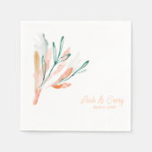 Moderner Hochzeitscocktail in Weiß und Pfirsich Serviette (Vorderseite)