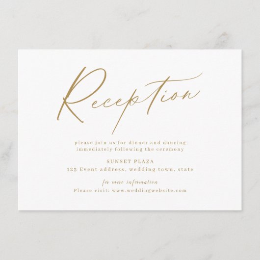 Moderner Hochzeitsempfang mit moderner Schrift Begleitkarte (Vorderseite)