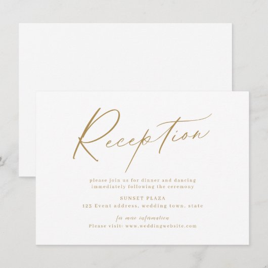 Moderner Hochzeitsempfang mit moderner Schrift Begleitkarte (Vorne/Hinten)