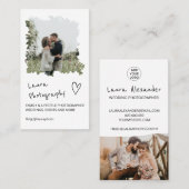 Moderner Hochzeitsfotograf Floral 2 Foto Collage Visitenkarte (Vorne/Hinten)