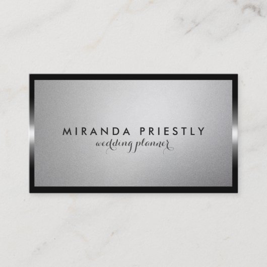 Moderner Hochzeitsplaner für Black and Silver Foil Visitenkarte (Vorderseite)