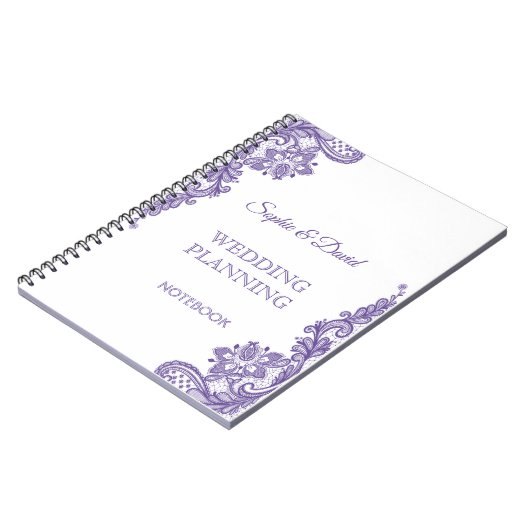 Moderner Hochzeitsplaner für ultraviolette Spitzen Notizblock (Linke Seite)