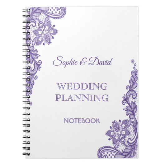 Moderner Hochzeitsplaner für ultraviolette Spitzen Notizblock (Vorderseite)