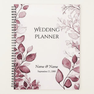 Moderner Hochzeitsplaner mit roten Blättern Planer