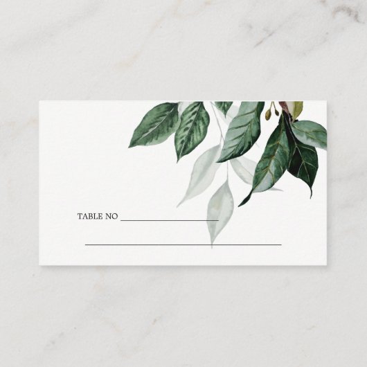 Moderner Hochzeitsplatz für Grüne Blätter Platzkarte (Rückseite)