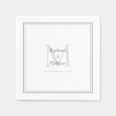 Moderner Hochzeitstil & Date Monogram Gray Cocktai Serviette (Vorderseite)