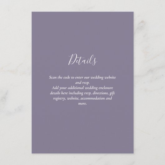 Moderner Hochzeitstipendiat mit QR CODE - JEDE FAR Begleitkarte (Vorderseite)