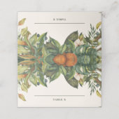 Moderner Hochzeitstisch Zitrusfrüchte Orangenblüte Platzkarte (Außenseite Aufgefaltet)