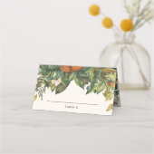 Moderner Hochzeitstisch Zitrusfrüchte Orangenblüte Platzkarte (Rückseite)