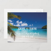 Moderner Hochzeitstrand im tropischen Meer Save th Ankündigungspostkarte (Vorne/Hinten)