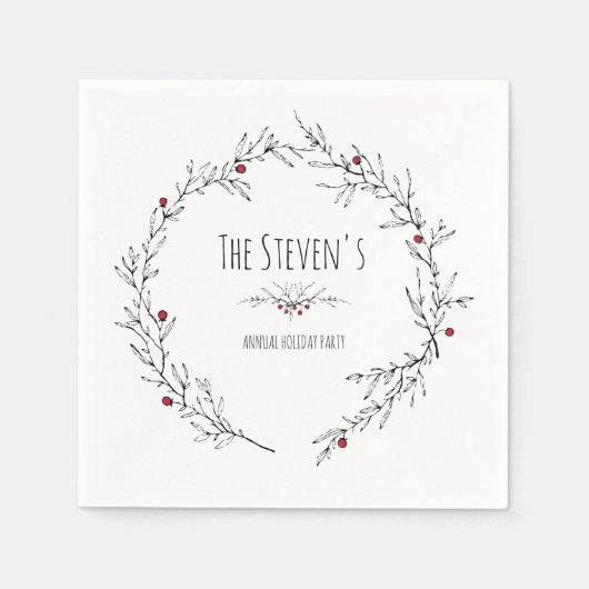 Moderner Holiday, Holly Berry Serviette (Vorderseite)