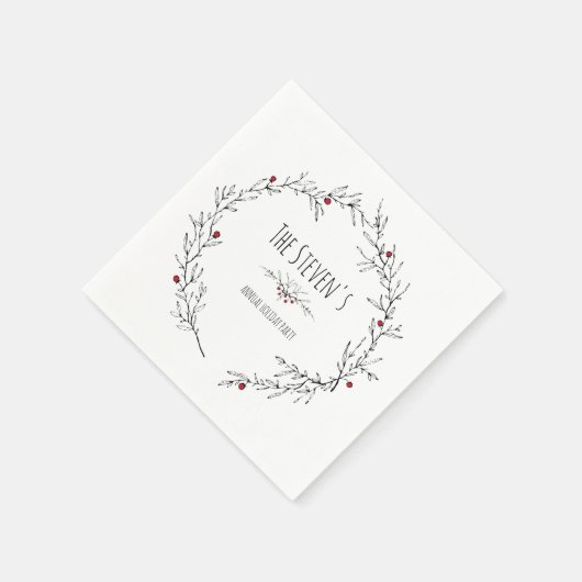 Moderner Holiday, Holly Berry Serviette (Ecke)