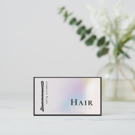 Moderner Holografischer Bobby Button Hair Stylist Visitenkarte (Stehend Vorderseite)