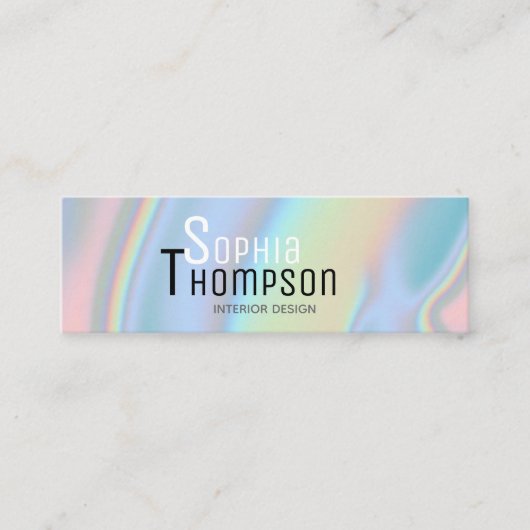 Moderner holografischer flüssiger Marmor Mini Visitenkarte (Vorderseite)
