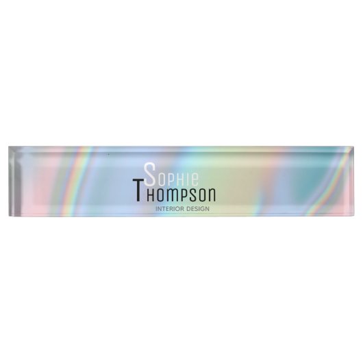 Moderner holografischer flüssiger Marmor Namensplakette (Vorderseite)