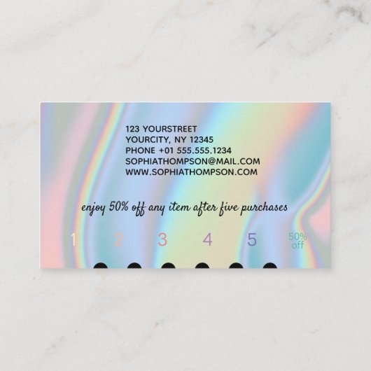 Moderner holografischer flüssiger Marmor Treuekarte (Rückseite)