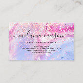 Moderner holografischer Glitzer Makeup Artist Girl Visitenkarte (Rückseite)