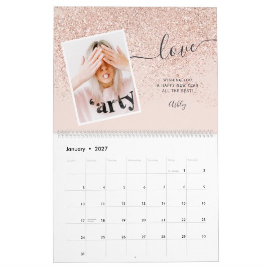 Moderner holografischer Glitzer Marmor 13 Foto Git Kalender (Jan 2027)