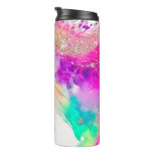 Moderner holografischer Glitzer mit Marmormotiv Thermosbecher (Nach rechts gedreht)