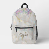 Moderner holografischer Glitzer Opal Gemstone Marm Bedruckter Rucksack (Vorderseite)