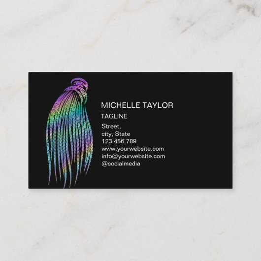 Moderner Holografischer Haarhaarkleider, Braiosen, Visitenkarte (Rückseite)
