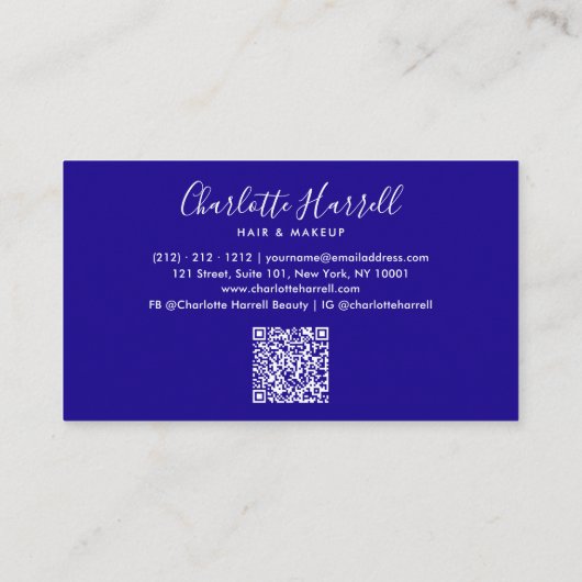 Moderner holografischer irisierender Script QR Cod Visitenkarte (Rückseite)