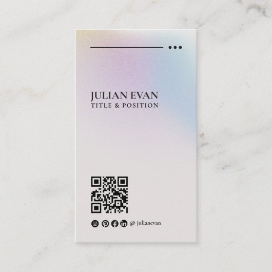 Moderner Holografischer LinkedIn QR-Code Minimalis Visitenkarte (Vorderseite)