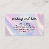 Moderner holografischer Makeup-Künstler pastellfar Visitenkarte (Rückseite)