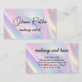 Moderner holografischer Makeup-Künstler pastellfar Visitenkarte (Vorne/Hinten)