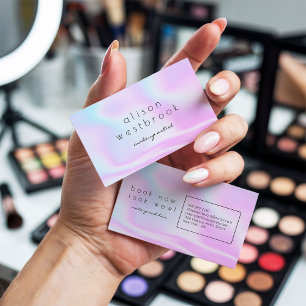 Moderner holografischer Makeup-Künstler Rosa Regen Visitenkarte