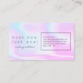Moderner holografischer Makeup-Künstler rosa Regen Visitenkarte (Rückseite)