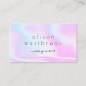 Moderner holografischer Makeup-Künstler rosa Regen Visitenkarte (Vorderseite)