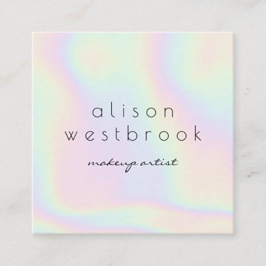 Moderner holografischer Makeup-Künstler vereint Re Quadratische Visitenkarte (Vorderseite)