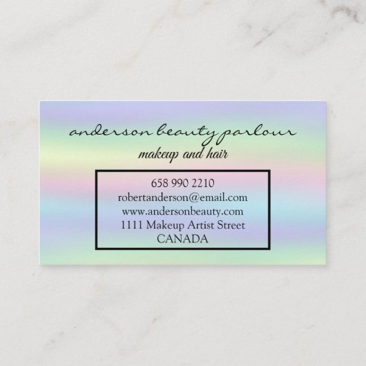 Moderner holografischer Makeup-Künstler vereint Re Visitenkarte (Rückseite)