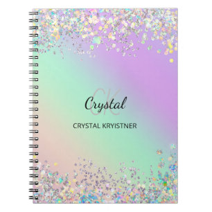 Moderner holografischer Pastell-Glitzer Notizblock