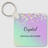 Moderner holografischer Pastell-Glitzer Schlüsselanhänger (Vorderseite)