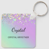 Moderner holografischer Pastell-Glitzer Schlüsselanhänger (Rückseite)