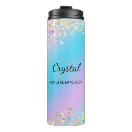 Moderner holografischer Pastell-Glitzer Thermosbecher