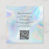 Moderner Holografischer QR Code Beautician Salon Quadratische Visitenkarte (Rückseite)