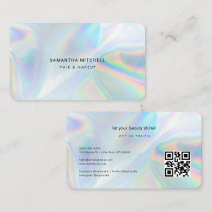 Moderner holografischer QR-Code Makeup Beautician Visitenkarte