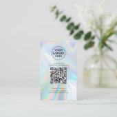 Moderner Holografischer QR Code Social Media Custo Visitenkarte (Stehend Vorderseite)