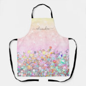 Moderner holografischer Sparkon-Glitzer in rosa Schürze (Vorderseite)