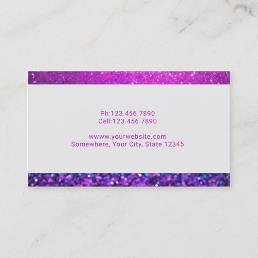 Moderner Holographic Glitzer Monogram Script Salon Visitenkarte (Rückseite)
