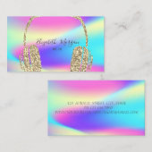 Moderner Holographic Gold Glitzer Headphone DJ Visitenkarte (Vorne/Hinten)