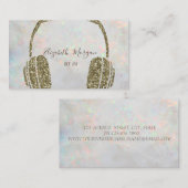 Moderner Holographic Opal Glitzer Headphone DJ Visitenkarte (Vorne/Hinten)