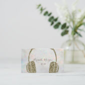 Moderner Holographic Opal Glitzer Headphone DJ Visitenkarte (Stehend Vorderseite)