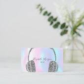 Moderner Holographic Silver Glitzer Headphone DJ Visitenkarte (Stehend Vorderseite)