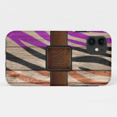 Moderner Holzbrauner Lederlook Case-Mate iPhone Hülle (Rückseite (Horizontal))