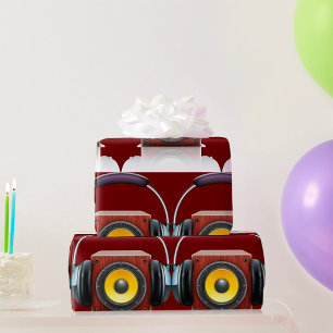 Moderner Holzlautsprecher mit Kopfhörer-Musik Geschenkpapier